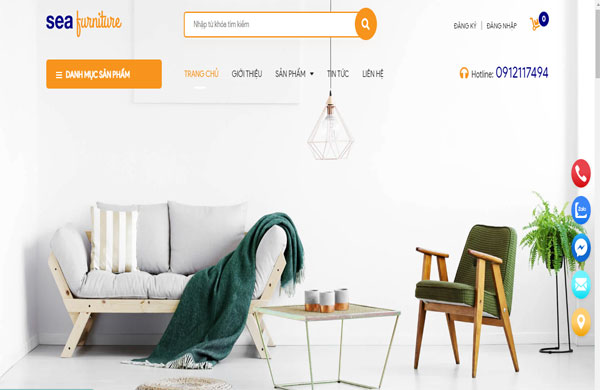 Template thiết kế website nội thất Sea Furniture